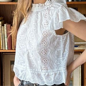 Bailey 44 Cotton Eyelet Blouse Size S